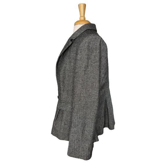 MODCLOTH Herringbone Wool Blend Double Button Blazer Size 1X Black White Womens - Picture 2 of 11